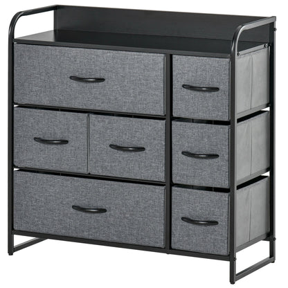 Lizi Fabric And Metal Grey 7 Drawer Foldable Storage Chest