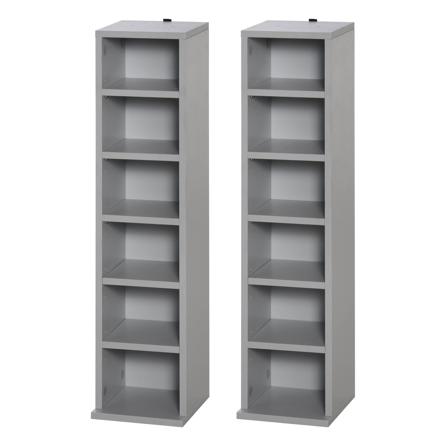 Nonono Wood Grey Set Of 2 Media Storage Towers With Adjustable Shelves
