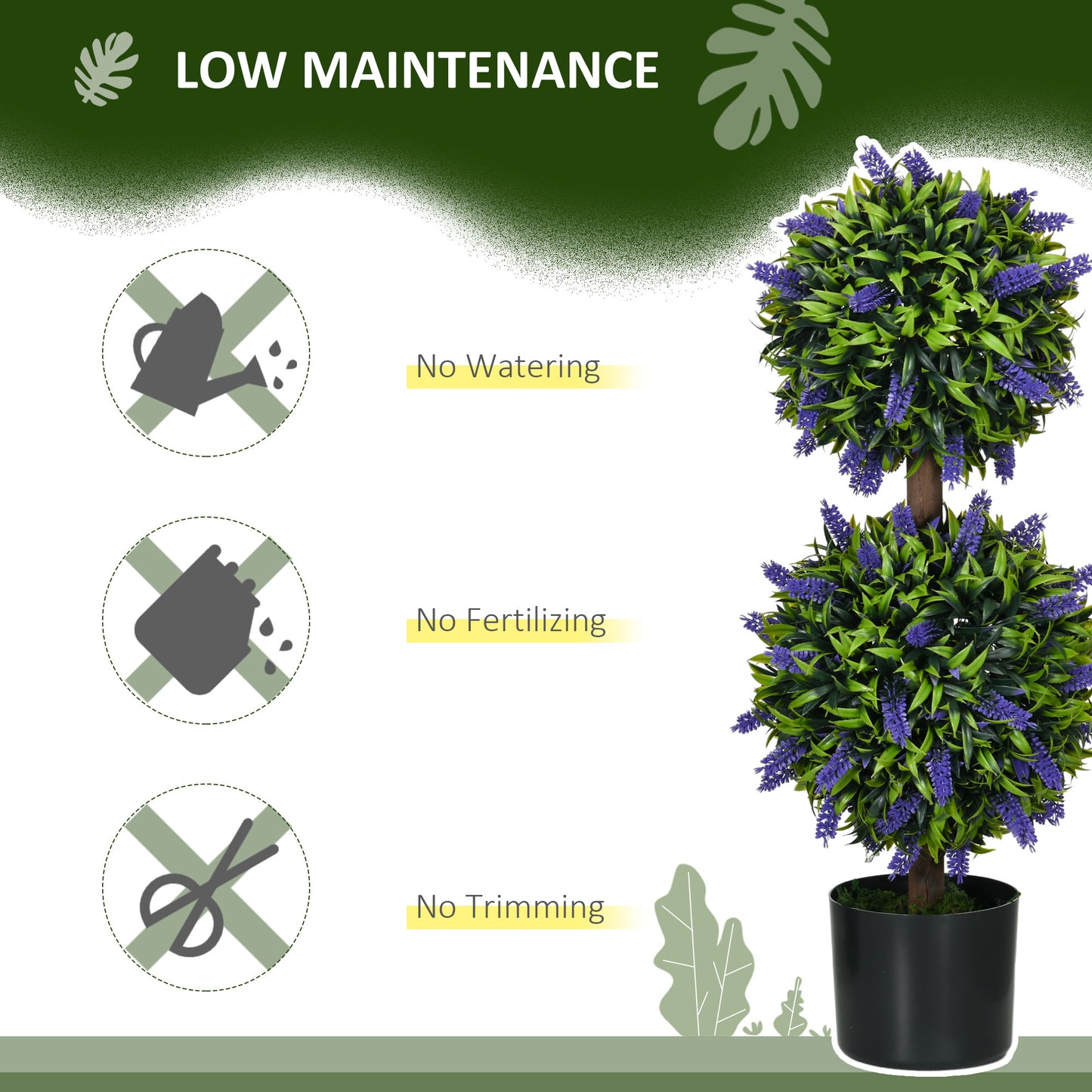 Vevayo Set Of 2 Artificial Lavender Ball Trees In Decorative Pots H8 70cm