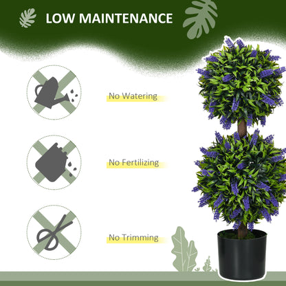 Vevayo Set Of 2 Artificial Lavender Ball Trees In Decorative Pots H8 70cm