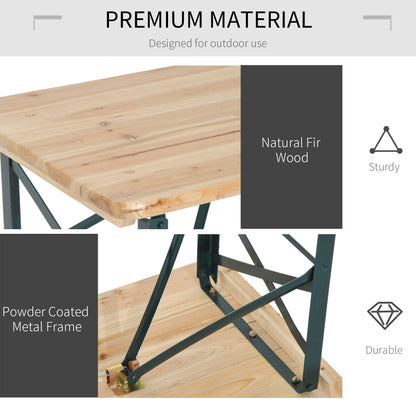 Mamoni Wood Natural Portable Folding Picnic Table With 2 Benches