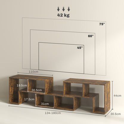 Paline Rase 130cm Wooden Rustic Brown 3 Block Modular TV Stand