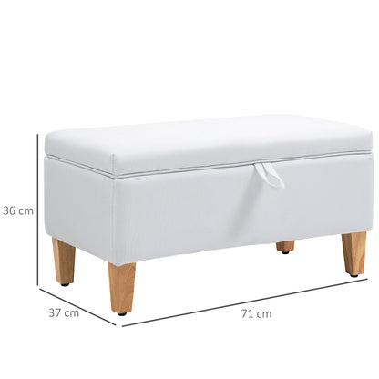 Mael Linen White Storage Ottoman With Padded Seat