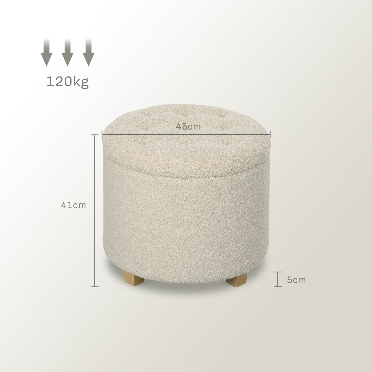 Fimi Boucle Cream White Storage Ottoman Diamond Tufted Lid Teddy Fleece