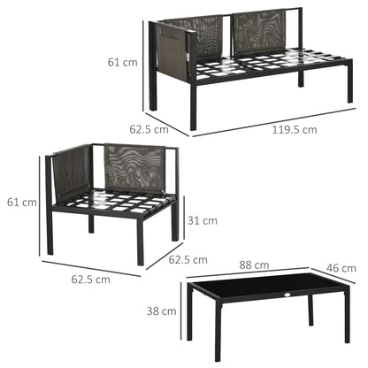 Sera 5 Seater Light Grey Garden Corner Sofa Set L Shape with Glass Top Coffee Table