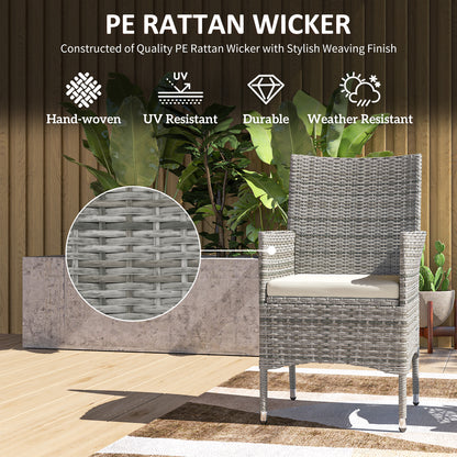 Ralifase Rattan Mixed Grey Garden Dining Chairs Set Of 2 With Cushions