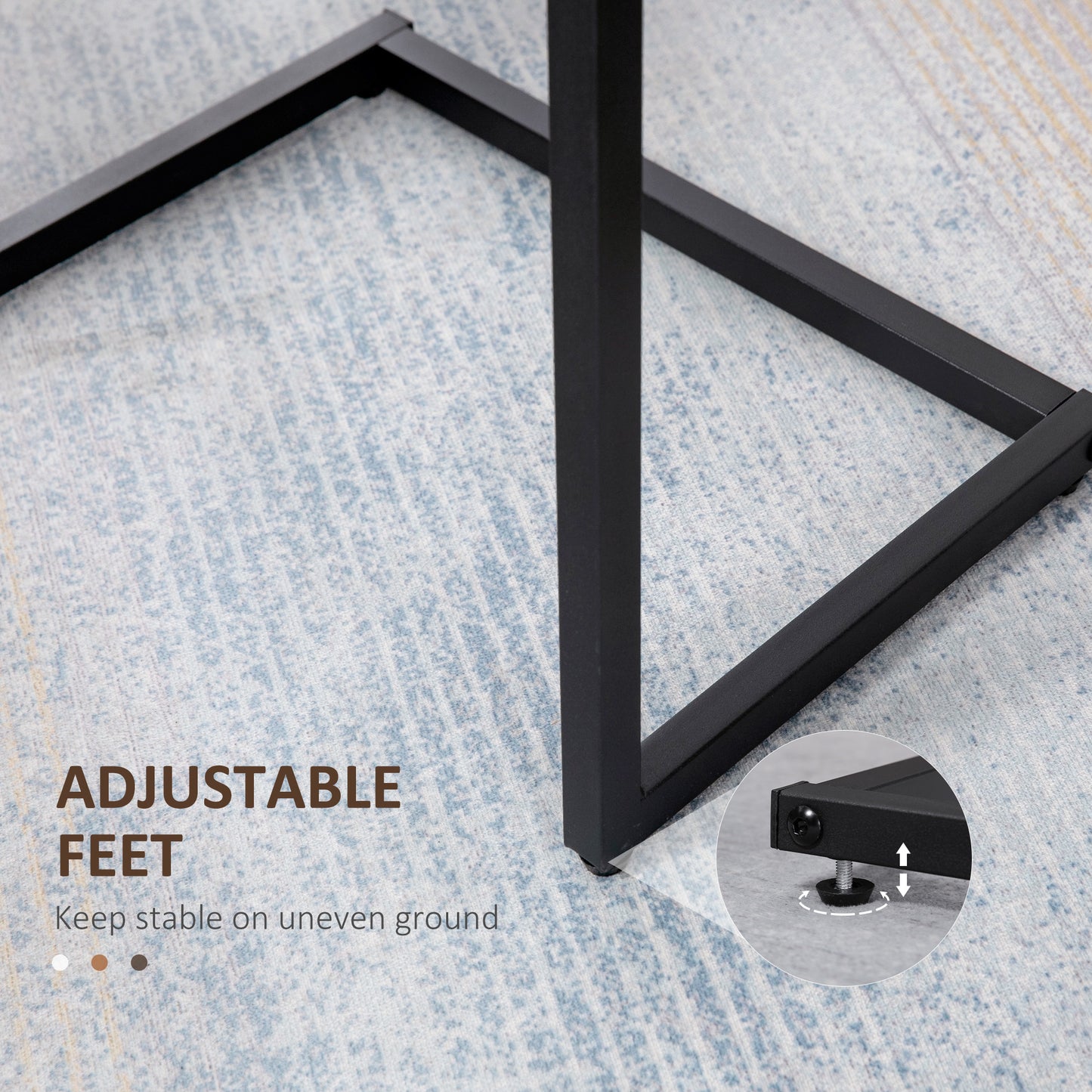 Supa Metal Rustic Brown Set Of 3 Nesting C ShaFauxd Side Tables With Steel Frame