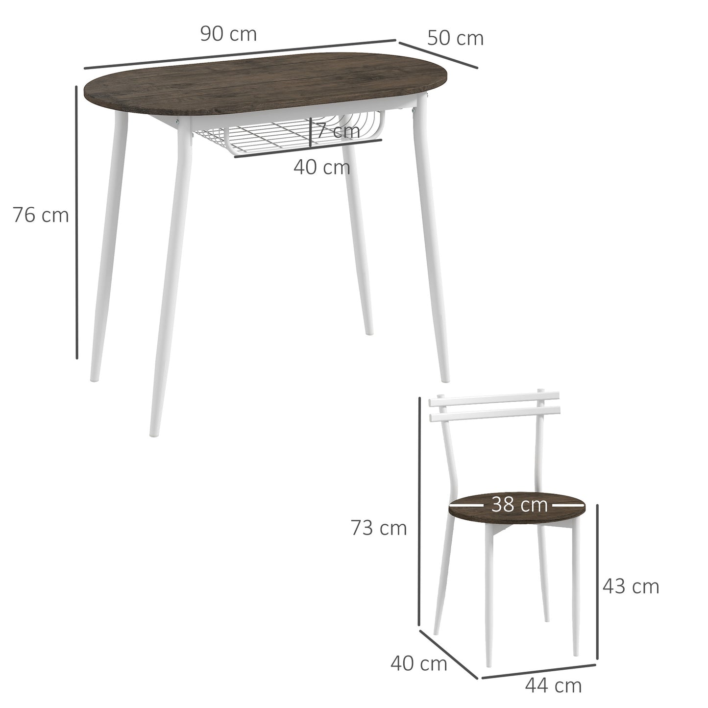 Naseva Metal And Wood Natural Oval Dining Table Set With 2 Chairs And Wire Storage