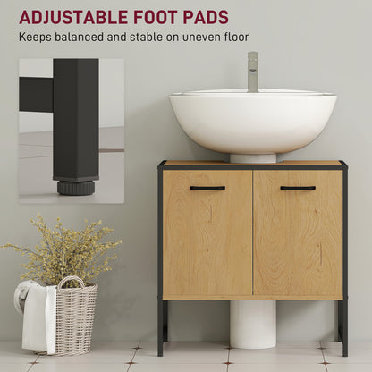 Nilota Under Sink Bathroom Vanity Cabinet With Soft Close Doors And Adjustable Shelving Natural Finish