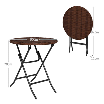 Kasado Brown Rattan Folding Round Outdoor Bistro Table
