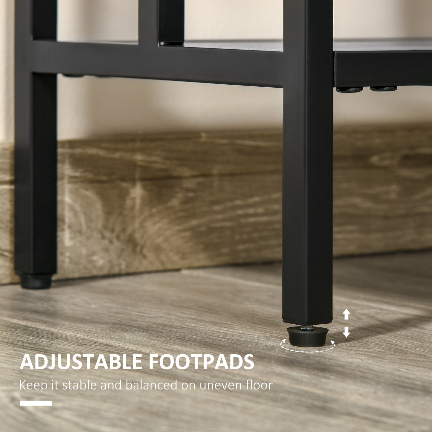 Comi 106cm Metal And Wooden Grey And Black Narrow Industrial Console Table With Bottom Shelf