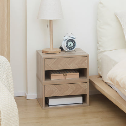 Lotoro Set Of 2 Natural Wood Floating Bedside Tables