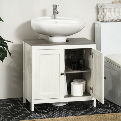 Narile Raha Antique White Under Sink Vanity Storage Cabinet With Double Doors And Adjustable Shelving