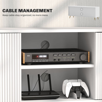Lamo 120cm Wooden White TV Stand 2 Etched Doors and Shelf For Screens Up To 55 Inches