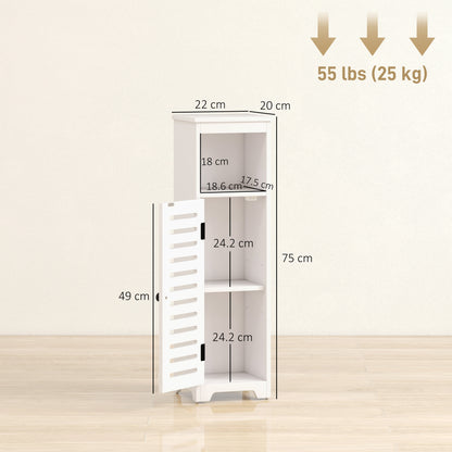 Nanova Compact Bathroom Floor Storage Cabinet With Louvered Door And Adjustable Shelves White 22 x 20 x 75 cm