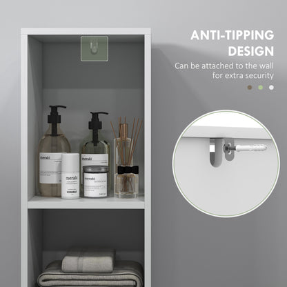 Suzise Slim Freestanding Bathroom Storage Cabinet With OFauxn Compartment For Small Spaces White