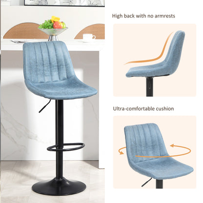 Bakana Fabric Blue Retro Tub Style Bar Stools Set Of 2 With Padded Seats