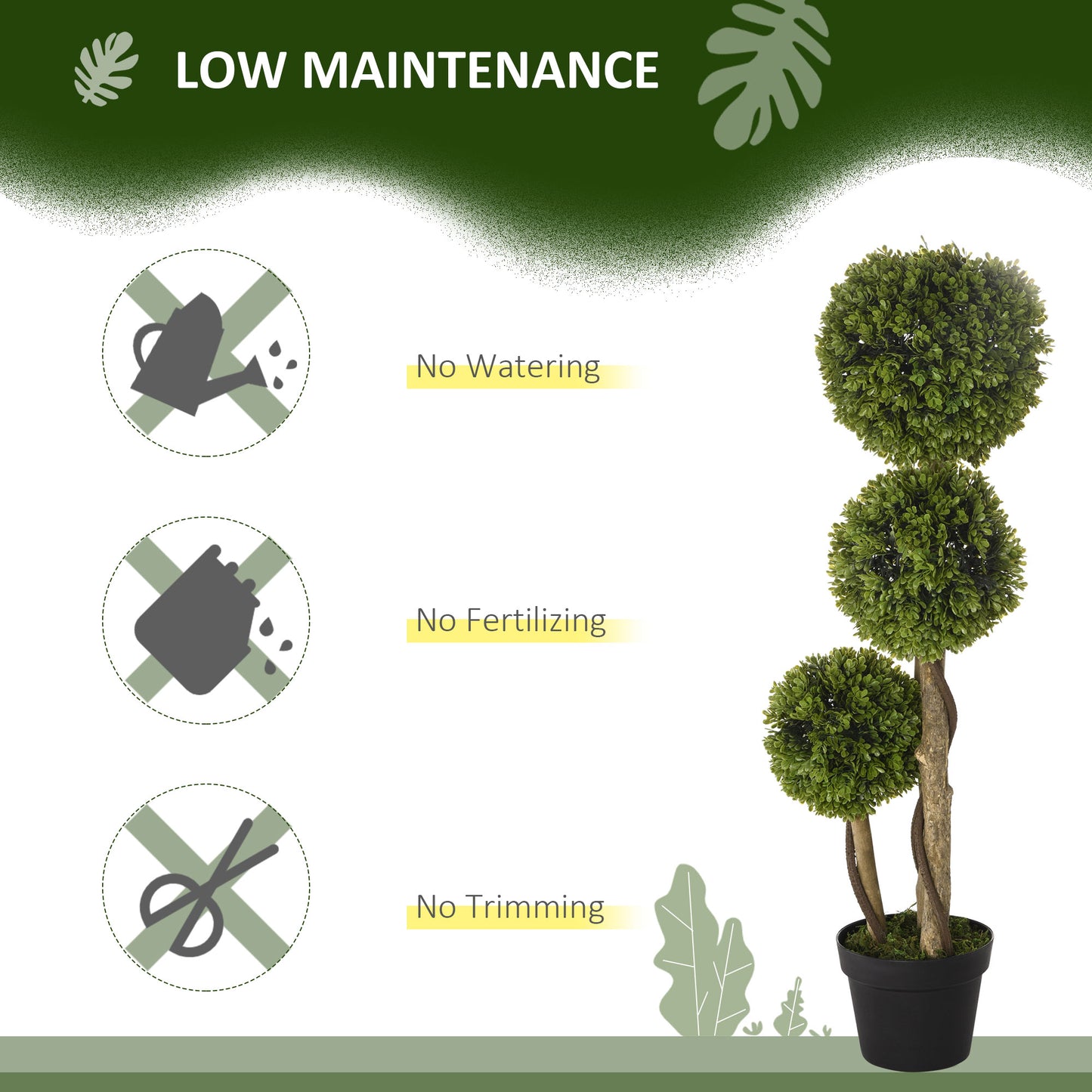 Sasafa Tane Set Of 2 Light Green Artificial Boxwood Ball Topiary Trees In Pots H8 90cm