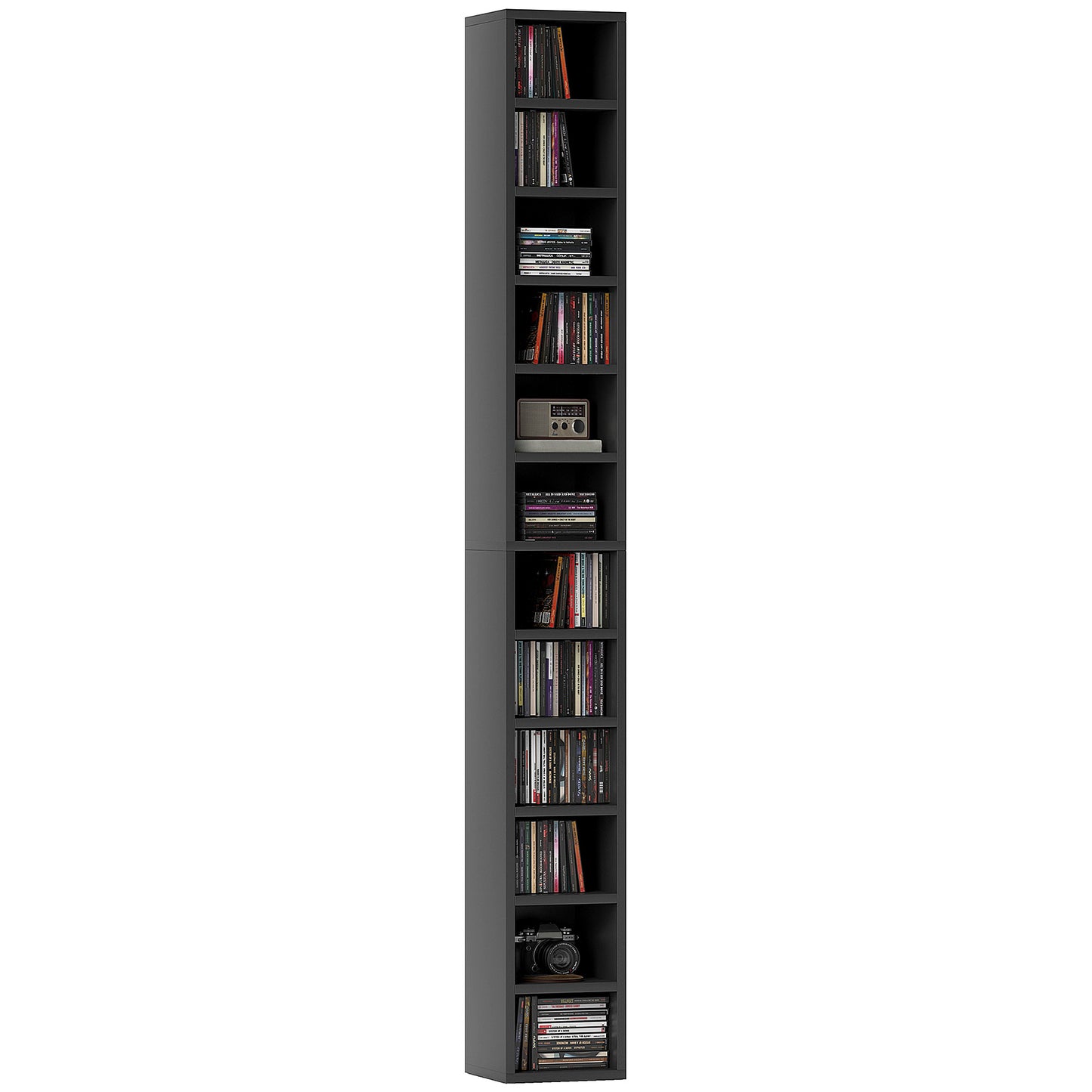 Nisapa Wood Black Tall Narrow Media Storage Tower With 204 Disc Capacity