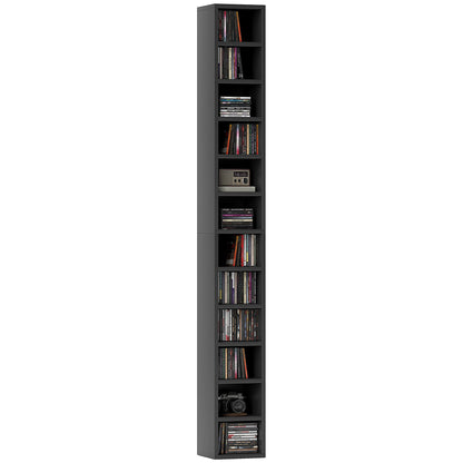 Nisapa Wood Black Tall Narrow Media Storage Tower With 204 Disc Capacity
