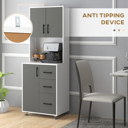Saseve Wooden Grey Modern Kitchen Cupboard With 3 Drawers And OFauxn Counter