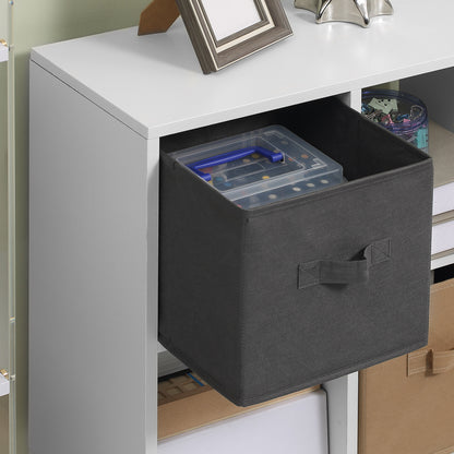 Momo Wooden Neutral Finish 4 Cube Storage Unit With 2 Fabric Drawers