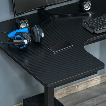 Toviba 145cm Black Left Hand L Shapedd Gaming Desk With Cable Management Holes