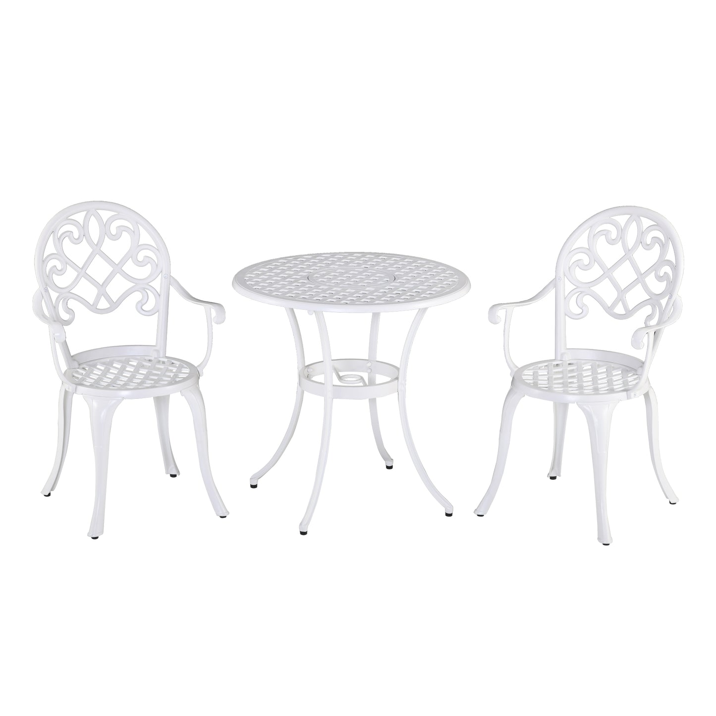 Safa 3 Piece Elegant Aluminium Garden Bistro Set In White
