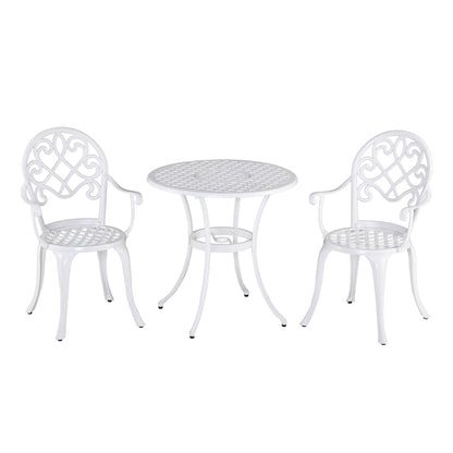 Safa 3 Piece Elegant Aluminium Garden Bistro Set In White