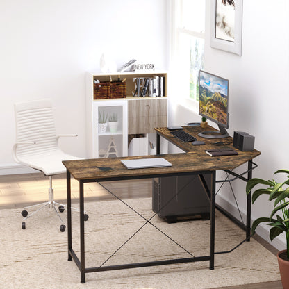 Yota 150cm Wooden Rustic Brown L Shaped Gaming Desk