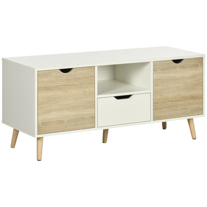 Reneba 110cm Wooden Natural TV Console With Storge Drawers For Screens Up To 50 Inches