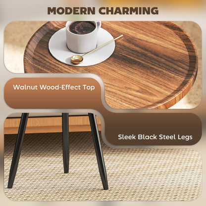 Balare Metal And Wood Chestnut Finish Round Coffee Table With Steel Frame