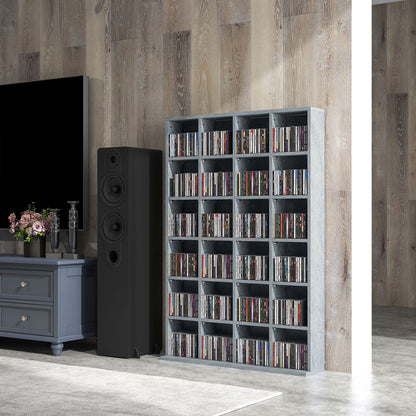 Kavilu Wood Cement Grey CD Storage Cabinet With Adjustable Shelves 89 x 130.5 cm