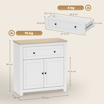 Venisa White Modern Sideboard With Drawer Storage Double Doors And Drawer
