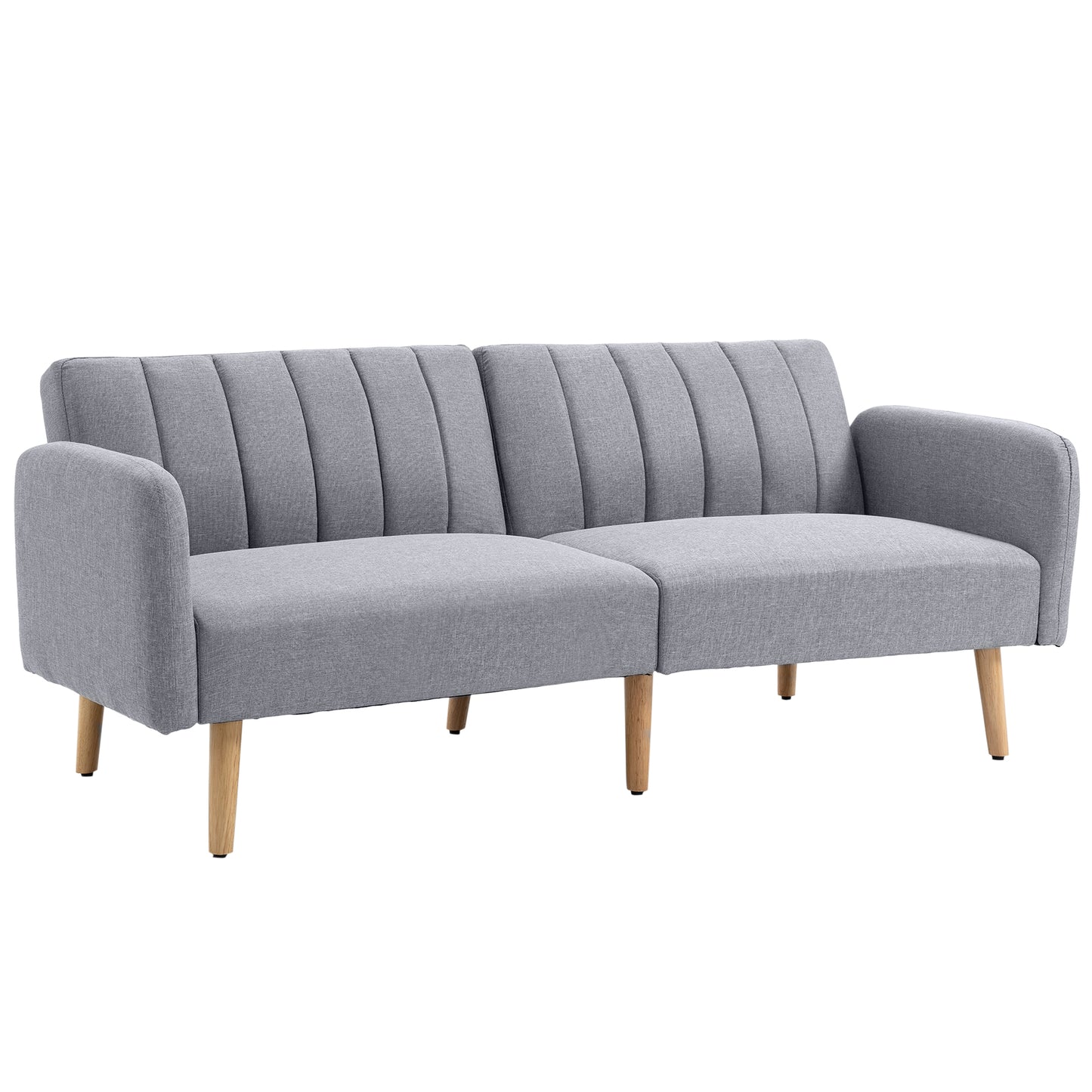 Dodi Minimalist Light Grey 3 Seater Sofa Bed With Panel Tufted Back Design