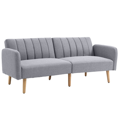 Dodi Minimalist Light Grey 3 Seater Sofa Bed With Panel Tufted Back Design