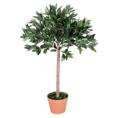 Niladi Artificial Olive Style Tree In Green With Orange Accent Pot For Interior Decor