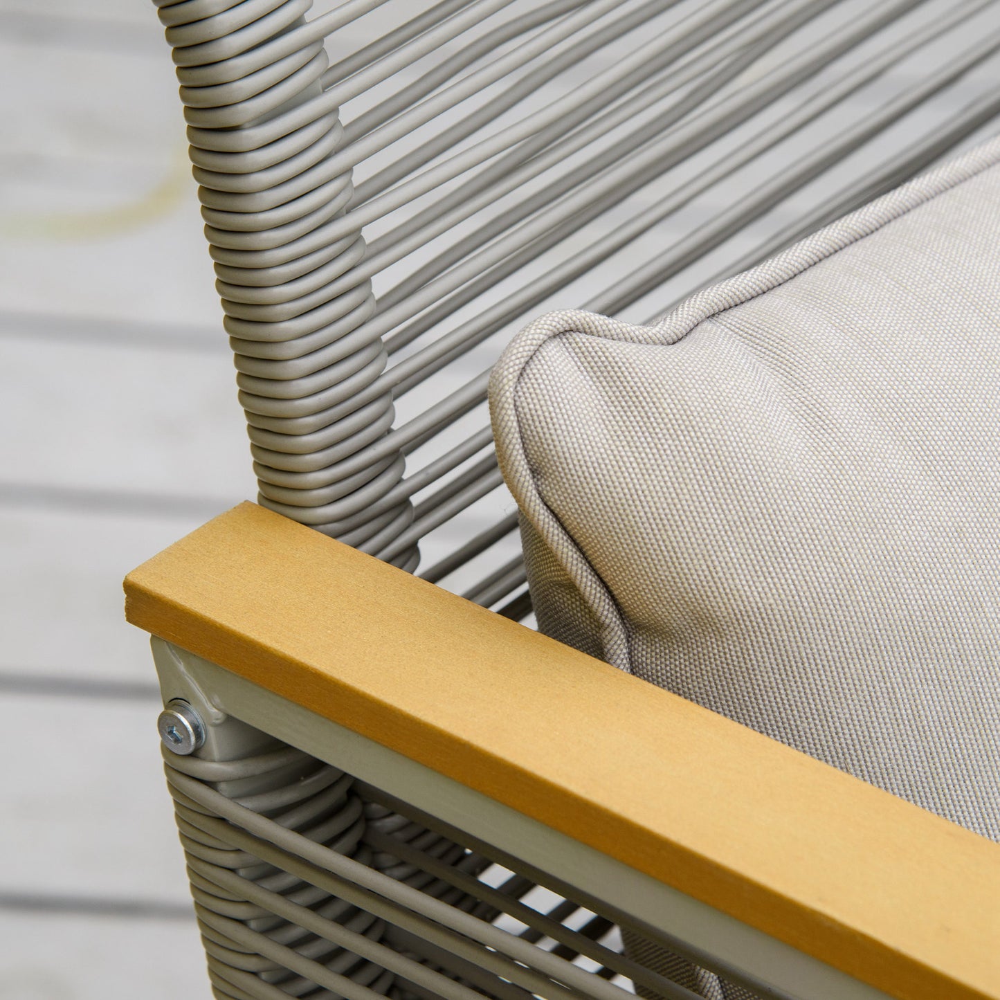 Rotoyo Kaha Grey Rattan String 4 Seater Outdoor Furniture Set With Cushions
