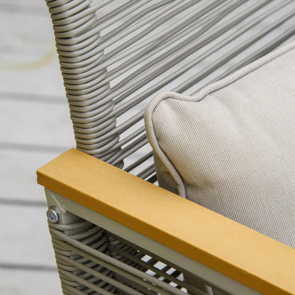 Rotoyo Kaha Grey Rattan String 4 Seater Outdoor Furniture Set With Cushions