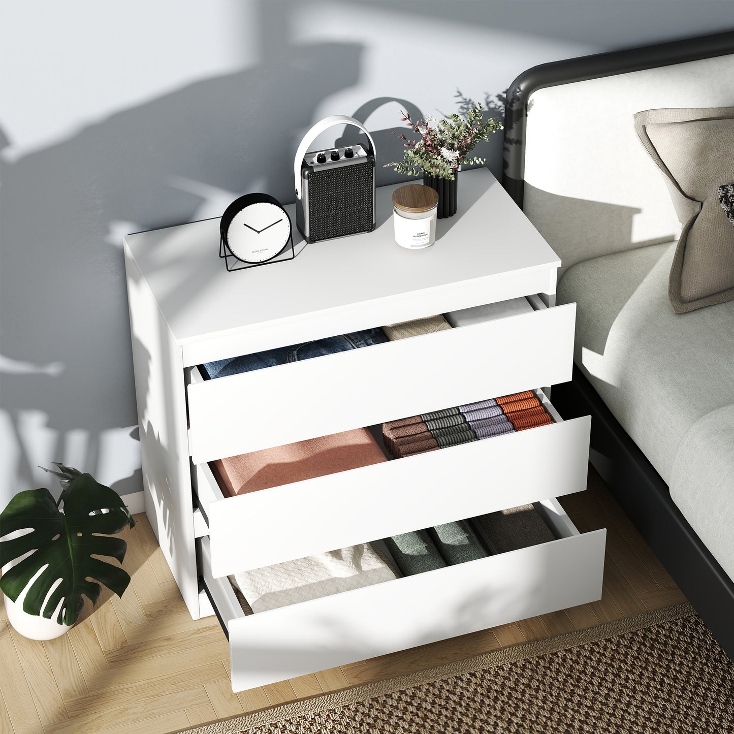 Luvilo Wood White 3 Drawer Storage Chest
