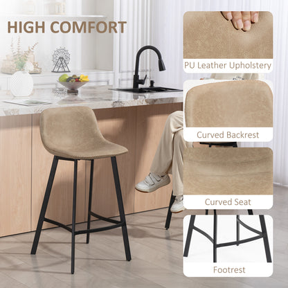 Panato Set Of 2 Light Brown Faux Leather Dining Bar Stools