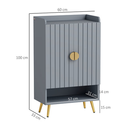 Rasufa Wooden Light Grey Shoe Cupboard With 2 Doors and Shelf