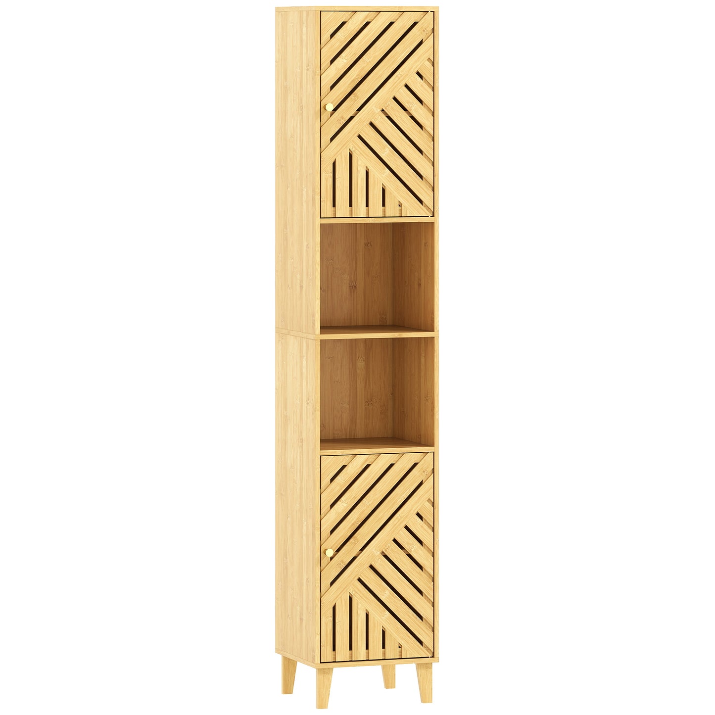 Hami Bathroom Storage Cabinet With Bamboo Door And Multi Storage Layout Natural Finish