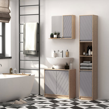 Movese Freestanding Under Sink Storage Cupboard With Adjustable Shelving Grey