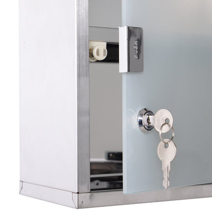 Mimo Vimi Wall Mounted Stainless Steel Medicine Cabinet With Lockable Glass Door