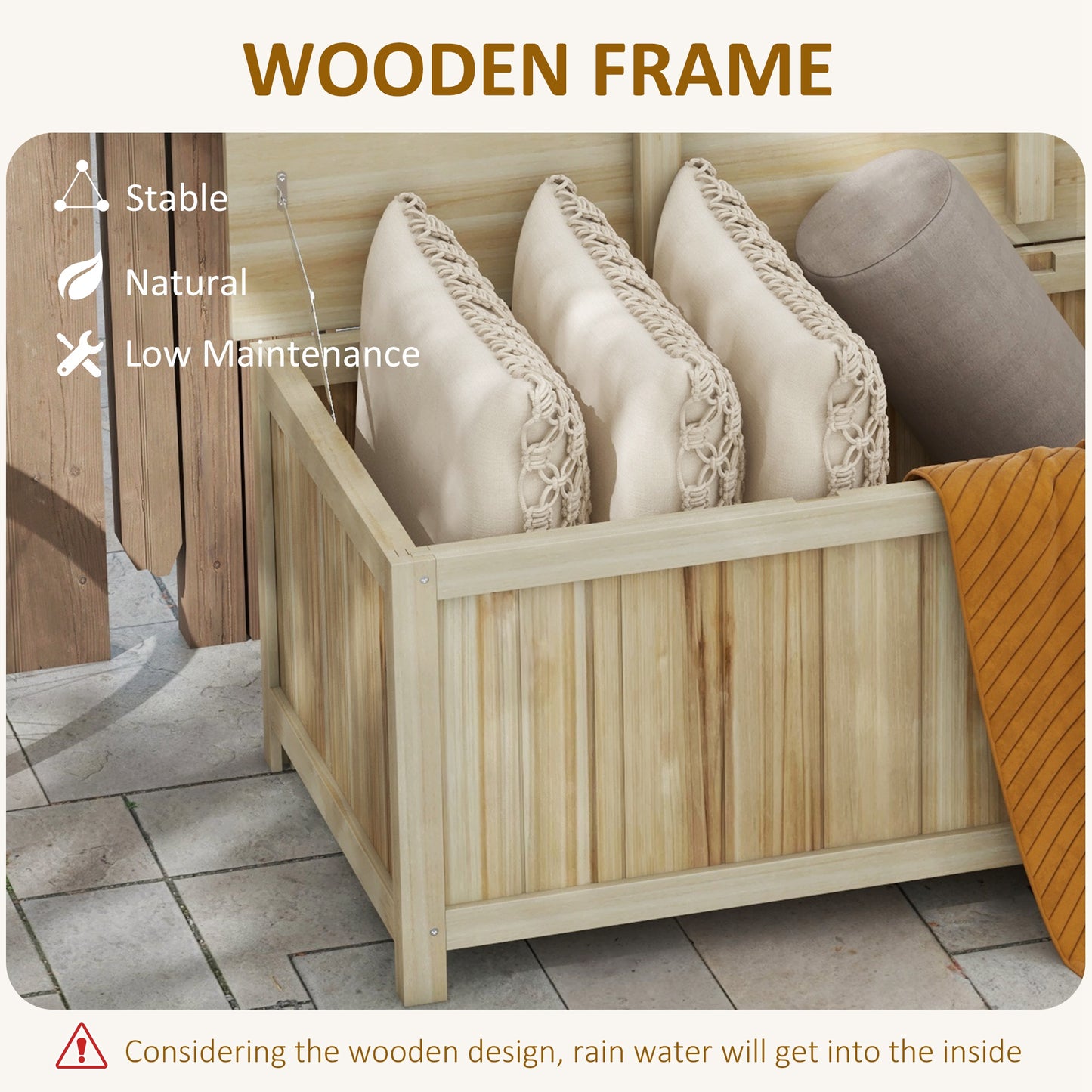 Mavise Safi Natural Wood Panelled Outdoor Cushion Storage Box 172 Litre