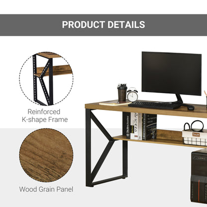 Filudi 120cm Wooden Black Brown Wood Effect Desk With Storage Shelving