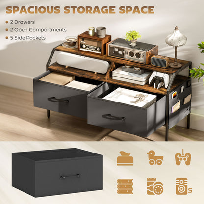 Avamira Small 98cm Black and Brown TV Stand With Foldable Drawers for TV's up to 55 Inches