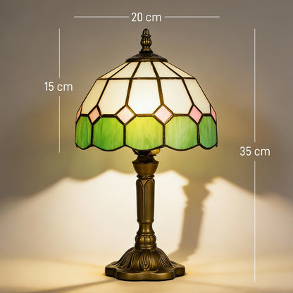 Surosu Glass And Metal White And Green Handmade Art Deco Table Lamp