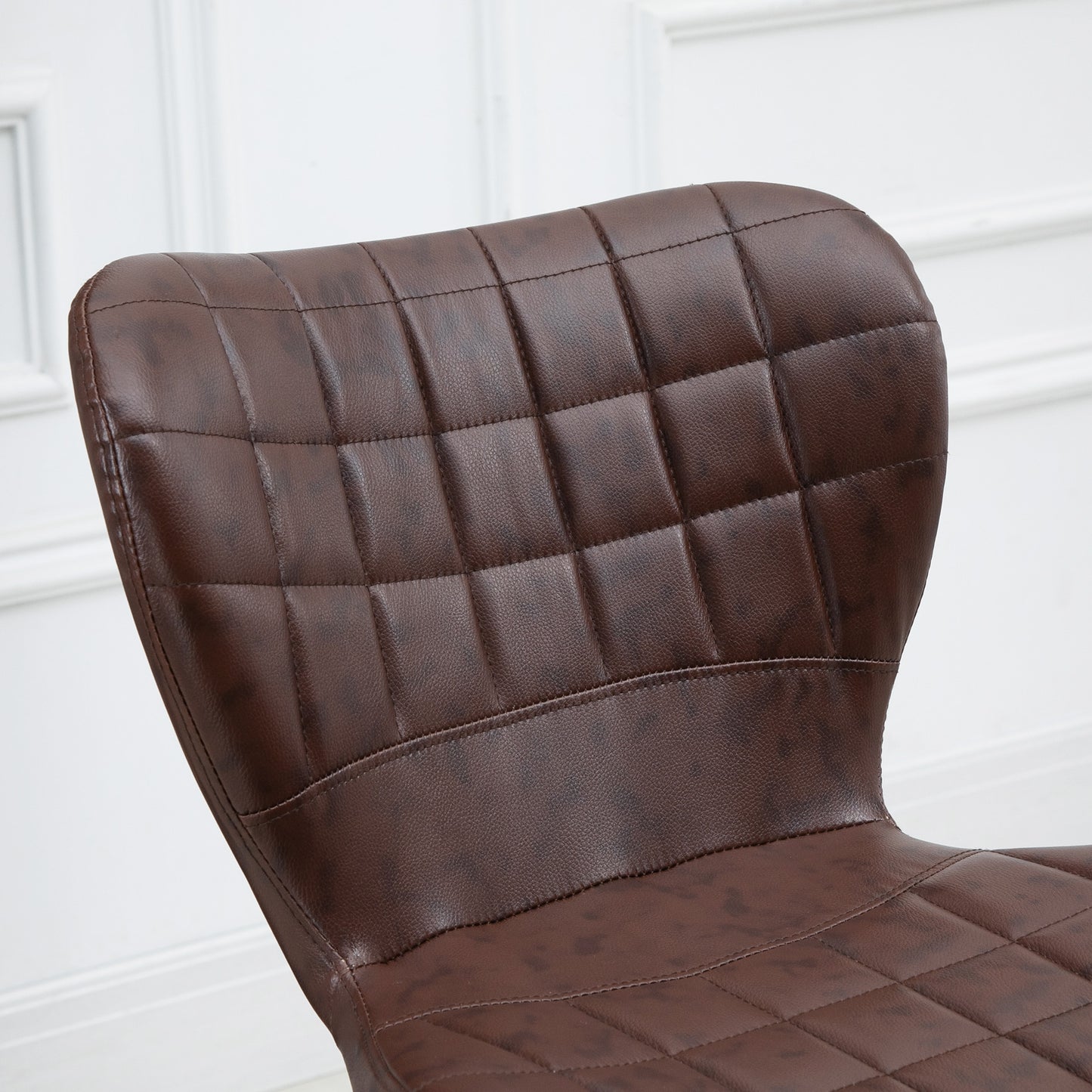 Setora Set Of 2 Faux Leather Brown Adjustable Bar Chairs With Backrest And Footrest